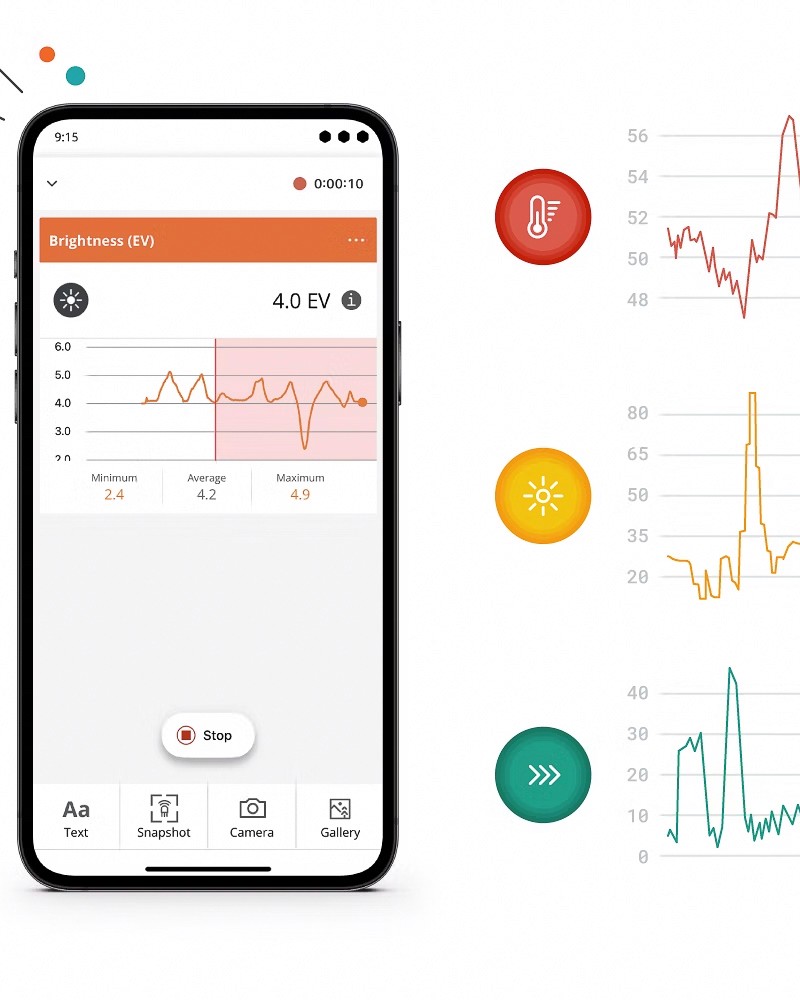 the arduino science journal app showing readings of different sensor data – Liam Aljundi